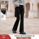 香影黑色微喇牛仔褲女2025冬季新款褲腳開(kāi)叉修身設計感顯瘦長(cháng)褲子 牛仔黑 XL 170/72A/125-140斤