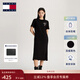 TOMMY JEANS【休閑舒適】春夏女裝純棉簽字印花寬松圓領(lǐng)T恤長(cháng)裙連衣裙 黑色BDS S （推薦：95-110斤）