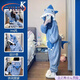 伊林躍丑魚(yú)漢頓情侶睡衣女秋冬季珊瑚絨加厚連體搞怪可愛(ài)男生家居服套裝 鯊魚(yú)連體睡衣 S 建議身高150-160CM