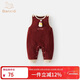 班喜迪嬰兒衣服秋冬裝嬰幼兒連體衣超萌男女寶寶背帶褲冬季外出哈衣爬服 紅色 90cm