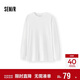 森馬（Semir）長(cháng)袖T恤女中長(cháng)款寬松發(fā)熱純色插肩袖2025冬抓毛開(kāi)叉109725101002