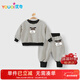 優(yōu)奇嬰兒衣服男女寶寶春秋加絨套裝嬰幼兒秋冬洋氣衛衣分體洋氣兩件套