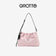 GROTTO個(gè)樂(lè )26年新款Mess系列垃圾袋植鞣綿羊皮單肩斜挎女包禮物 櫻花粉 M