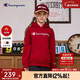 Champion冠軍男女童紅色加絨連帽衛衣25秋新款休閑復古學(xué)院風(fēng)兒童上衣外套