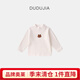 嘟嘟家兒童奧粒絨T恤長(cháng)袖秋冬款男童半高領(lǐng)打底衫女童保暖寶寶加絨冬裝 米白色 90cm