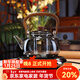 全度輕奢耐熱玻璃提梁壺大容量煮茶燒水壺電陶爐蒸煮一體茶壺茶具 木影茶壺+鼓韻電陶爐（黑色）