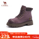 駱駝（CAMEL）【山越】工裝靴女新潮厚底馬丁靴 L25W076018 深紫(反絨皮) 38