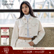 Calvin KleinJeans春秋女士經(jīng)典美式復古潮流ck翻領(lǐng)白色短款潮殼牛仔外套