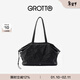 GROTTO個(gè)樂(lè )26年新款黑石托特包羊皮大容量短途差旅時(shí)尚行李收納袋 經(jīng)典黑XL