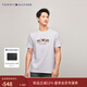 Tommy Hilfiger春夏男裝順滑絲光棉休閑重工徽章刺繡合身打底短袖T恤上衣 白色YBR M （推薦：135-150斤）