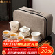 金鑲玉 茶具套裝 羊脂玉瓷旅行茶具套組茶壺茶杯竹木茶盤(pán)整套便攜式套組 羊脂玉瓷垂釣山中旅行茶具