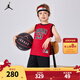 NIKE JORDAN 耐克AJ籃球服套裝23號球衣夏季兒童籃球背心+短褲2件套 正黑色 130 /64 【建議身高116-122cm】