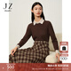 玖姿·安娜蔻撞色套頭翻領(lǐng)純羊毛長(cháng)袖套頭毛衫女冬款 咖啡 XL