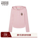 Teenie Weenie小熊女裝連帽長(cháng)袖T恤冬季半開(kāi)襟休閑學(xué)院時(shí)尚上衣 粉色 S (160)