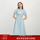 范思藍恩法式氣質(zhì)方領(lǐng)連衣裙女夏季2025新款顯瘦修身裙子2623 湖水藍 S