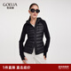歌莉婭95鵝絨拼接輕薄羽絨服女新款修身顯瘦連帽短款外套1ECL8B830 00B黑色 S