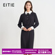 愛(ài)特愛(ài)（EITIE）精致通勤撞色翻領(lǐng)收腰包臀一步裙秋冬新款長(cháng)袖連衣裙C2507832 固黑色22 S