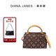 黛安娜.珍妮絲（DIANA JANES）2026新款小方包女單肩包手提斜挎包輕奢背包復古老花經(jīng)典媽媽包 咖啡色