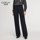 歌莉婭厚款褲子女秋冬2025新款針織休閑褲黑色直筒長(cháng)褲1EDL1I220 03X黑色花灰雙色 XS