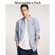 Abercrombie & Fitch經(jīng)典小麋鹿圖案美式情侶府綢長袖襯衫26春夏男裝女裝125-6044 淺藍(lán)色條紋 M (180/100A)