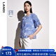藍地（LANDI）桑蠶絲圓領(lǐng)短袖綁帶套頭襯衫女夏季新款真絲上衣 花色 S