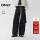ONLY2025夏季新款寬松工裝褲松緊腰頭闊腿褲牛仔褲女|125332008 J19黑牛仔 L L褲長(cháng)減短