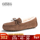 OZZEG澳洲豆豆鞋女冬季羊皮毛一體毛毛棉鞋平底防滑加絨保暖孕婦樂(lè )福鞋 咖啡色 37