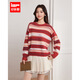 IEF/愛(ài)依服2026冬春季新款通勤條紋費爾島風(fēng)文藝休閑百搭針織上衣 橘紅條 均碼