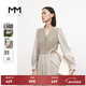 麥檬MM商場(chǎng)同款23春新品淺咖v領(lǐng)通勤泡泡袖連衣裙女5DC191341 淺咖啡 S