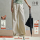 日著(zhù)（rizhuo）俠斜腰帶休閑褲2026新款春季時(shí)尚寬松設計感黑色闊腿褲子女士 俠湘白 L