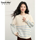 塔馳密司（touchmiss）2025冬季新款條紋厚毛衣女冬季圓領(lǐng)牛角扣針織套頭衫 奶茶杏 S