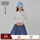 Teenie Weenie小熊女裝長(cháng)袖T恤2025秋季新款半開(kāi)襟溫柔時(shí)尚打底衫 象牙白 M