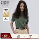 Teenie Weenie【亞麻棉萊賽爾】小熊女裝秋新款圓領(lǐng)短袖輕薄針織衫 軍綠色 L