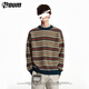 POUM日系復古條紋毛衣男士冬款加厚保暖高級感針織衫L4119卡其條XL