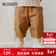 Milkbarn夏季兒童褲子1-8歲男寶女寶沙灘褲中小童休閑七分工裝褲 深卡其 110 cm