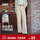 森馬（Semir）休閑褲女純棉打褶闊腿褲腰帶秋復古磨毛長(cháng)褲顯腿長(cháng)101524127005A