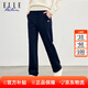 ELLE ACTIVE純色百搭針織長(cháng)褲女秋季簡(jiǎn)約基礎休閑通勤直筒長(cháng)褲運動(dòng)褲 藏青色 XL