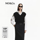 MO&Co.針織衫馬甲白襯衫兩件套疊穿含綿羊毛簡(jiǎn)法寬肩黑色摩安珂 黑色 M 165