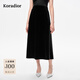 珂萊蒂爾2025秋季新款簡(jiǎn)約氣質(zhì)易搭絲絨半身裙子女中長(cháng)裙 黑色 S