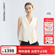 朗姿【蘭亭敘】桑蠶絲上衣白色2025年夏新款提花新中式背心馬甲 米白色 L