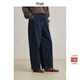 旅途原品ltyp 棉感牛仔大蘿卜褲 極簡(jiǎn)時(shí)尚率性休閑直筒闊腿褲女 復古深藍-環(huán)保水洗 L