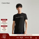 Calvin KleinJeans夏季男女情侶中性休閑年輕多色ck印花修身打底短袖T恤上衣 BEH-太空黑 L （推薦145-160斤）