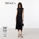 MO&Co.連衣裙夏新中式改良旗袍含桑蠶絲緞感露腰緞感波點(diǎn)提花摩安珂 黑色 M 165