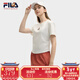 FILA多彩T恤斐樂(lè )短袖上衣女新款收腰微褶狐貍刺繡修身辣妹t 云菇白-WT L 170/88A/L