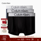 Calvin Klein內衣【新年禮物】男士三條裝ck提花低腰順滑微彈防夾臀平角內褲男 5RN-太空黑/太空黑/炭灰 3條 M