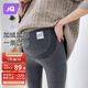 婧麒（JOYNCLEON）孕婦打底褲冬款加絨加厚褲子高腰托腹保暖褲 淺灰 XL Jyk175212