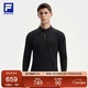 FILA 斐樂(lè )官方男子針織長(cháng)袖衫2025冬季健身運動(dòng)加絨半拉鏈長(cháng)T