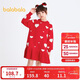 巴拉巴拉女童連衣裙兒童裙子秋裝款新年季中大童荷葉邊保暖拜年服
