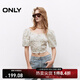 ONLY2025夏季新款甜美碎花立體泡泡袖短袖短款雪紡衫女|125241002 H4J布萊諾 XS