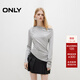 ONLY2025夏季新款純色一字蕩領(lǐng)不規則下擺長(cháng)袖T恤女|125301011 G47 淺花灰色 L